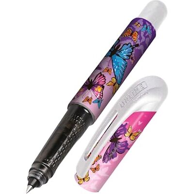 Online College Butterfly Tintenroller mit Patrone, ergonomischer Rollerball für Rechtshänder und Linkshänder mit Tier-Design, inkl. Kombipatrone blau, made in Germany Online College Butterfly Tintenroller mit Patrone, ergonomischer Rollerball für Rechtshänder und Linkshänder mit Tier-Design, inkl. Kombipatrone blau, made in Germany