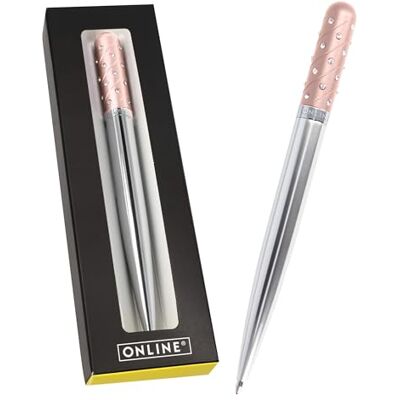 Online 𝗢𝗡𝗟𝗜𝗡𝗘 Crystal Pen Kugelschreiber mit funkelnden Strass-Steinen in Rosé, eleganter Stift in Geschenkbox, mit internationale Großraummine, schwarzschreibend, Geschenkidee Online 𝗢𝗡𝗟𝗜𝗡𝗘 Crystal Pen Kugelschreiber mit funkelnden Strass-Steinen in Rosé, eleganter Stift in Geschenkbox, mit internationale Großraummine, schwarzschreibend, Geschenkidee