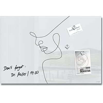 Sigel GL395 Premium Glas-Magnettafel 60x40 cm, Line Art Woman hochglänzend, SGS geprüft, einfache Montage, incl. 3 starke Magnete, Artverum Sigel GL395 Premium Glas-Magnettafel 60x40 cm, Line Art Woman hochglänzend, SGS geprüft, einfache Montage, incl. 3 starke Magnete, Artverum