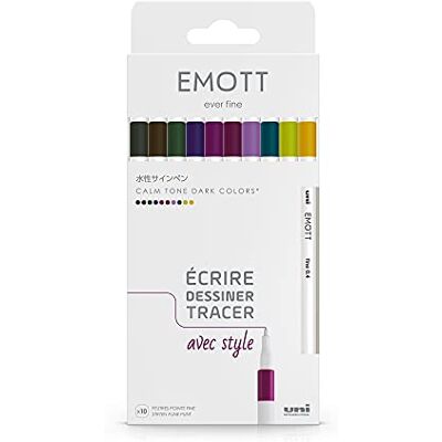 Uni-ball EMOTT Filzstifte - 10 Farben Set - Magenta, Rot, Gelb Uni-ball EMOTT Filzstifte - 10 Farben Set - Magenta, Rot, Gelb