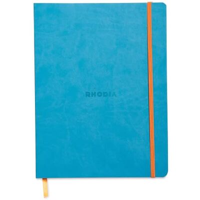 Rhodia 117557C Notizheft rama mit weichem Umschlag, dot grid, 80 Blatt, 90 g elfenbeinfarbenes Papier, 190 x 250 mm, Lesezeichen, Innentasche,1 Stück,türkisblau Rhodia 117557C Notizheft rama mit weichem Umschlag, dot grid, 80 Blatt, 90 g elfenbeinfarbenes Papier, 190 x 250 mm, Lesezeichen, Innentasche,1 Stück,türkisblau