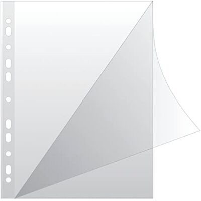 Q-Connect KF18045 Prospekthüllen Typ L/Oben und Seitlich Offen Gelochte Klarsichthüllen/Öko PP 100 mikron/µm Din A4/ Glasklar Kristallin Transparent, 100 Stück Q-Connect KF18045 Prospekthüllen Typ L/Oben und Seitlich Offen Gelochte Klarsichthüllen/Öko PP 100 mikron/µm Din A4/ Glasklar Kristallin Transparent, 100 Stück