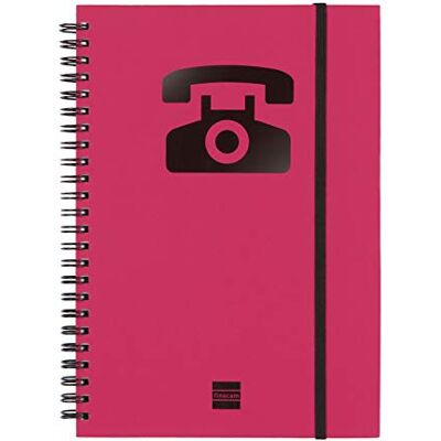 Finocam Adressbuch (Telefonbuch) mit doppelter Spiralbindung und Gummibandverschluss 48 Blatt Adressbuch (Telefonbuch) A5 Einband mit doppelter Spiralbindung Farbe Magenta Finocam Adressbuch (Telefonbuch) mit doppelter Spiralbindung und Gummibandverschluss 48 Blatt Adressbuch (Telefonbuch) A5 Einband mit doppelter Spiralbindung Farbe Magenta