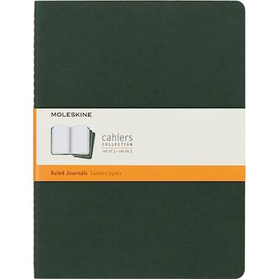 Moleskine Cahier Journal Set mit 3 Notizbüchern mit linierten Seiten Kartonumschlag und sichtbaren Baumwollstichen Myrtefarbe Sehr großes Format 19 x 25 cm 120 Seiten. Moleskine Cahier Journal Set mit 3 Notizbüchern mit linierten Seiten Kartonumschlag und sichtbaren Baumwollstichen Myrtefarbe Sehr großes Format 19 x 25 cm 120 Seiten.