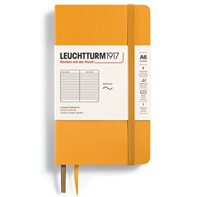 LEUCHTTURM1917 365647 Notizbuch Pocket (A6), Softcover, 123 nummerierte Seiten, Rising Sun, Liniert Rising Sun, Softcover, Inhaltsverzeichnis, 2 Lesezeichen, Falttasche, Fadenheftung, Bullet Journal LEUCHTTURM1917 365647 Notizbuch Pocket (A6), Softcover, 123 nummerierte Seiten, Rising Sun, Liniert Rising Sun, Softcover, Inhaltsverzeichnis, 2 Lesezeichen, Falttasche, Fadenheftung, Bullet Journal