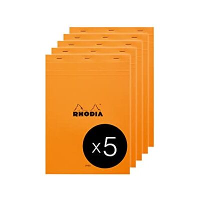 Rhodia 18600C 5 Notizblöcke N.18 A4 liniert mit Rand Orange Rhodia 18600C 5 Notizblöcke N.18 A4 liniert mit Rand Orange