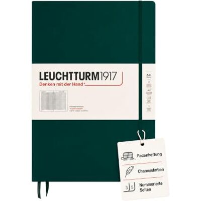 LEUCHTTURM1917 370266 Notizbuch Master Classic (A4+) Hardcover, 235 nummerierte Seiten, Forest Green, kariert LEUCHTTURM1917 370266 Notizbuch Master Classic (A4+) Hardcover, 235 nummerierte Seiten, Forest Green, kariert