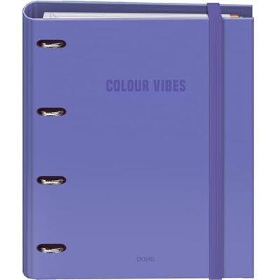 DOHE Ordner mit Nachfüllpack 4-Ring-Ordner, A4 (28x32 cm), 100 karierte Blätter 5x5 mm, 4 bunte Trennblätter, Tasche für zusätzlichen Stauraum und Gummibandverschluss COLOUR VIBES Lila DOHE Ordner mit Nachfüllpack 4-Ring-Ordner, A4 (28x32 cm), 100 karierte Blätter 5x5 mm, 4 bunte Trennblätter, Tasche für zusätzlichen Stauraum und Gummibandverschluss COLOUR VIBES Lila