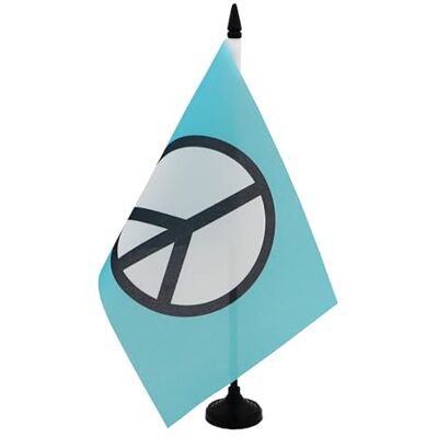 AZ FLAG Tischflagge Frieden Blau Symbol 21x14 cm Kunststoffsockel Für innen Peace Tischflagge genähte Ausführung mit verstärkten Kanten mit Kunststoffstab 100D Polyester AZ FLAG Tischflagge Frieden Blau Symbol 21x14 cm Kunststoffsockel Für innen Peace Tischflagge genähte Ausführung mit verstärkten Kanten mit Kunststoffstab 100D Polyester