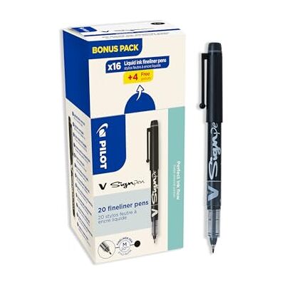 PILOT Set mit 20 V-Sign Pen Filzstiften Flüssigschreibstift mit Perfektem, Fließendem Strich Leuchtende Tinte, die Sofort trocknet Schwarz Mittlere Spitze PILOT Set mit 20 V-Sign Pen Filzstiften Flüssigschreibstift mit Perfektem, Fließendem Strich Leuchtende Tinte, die Sofort trocknet Schwarz Mittlere Spitze