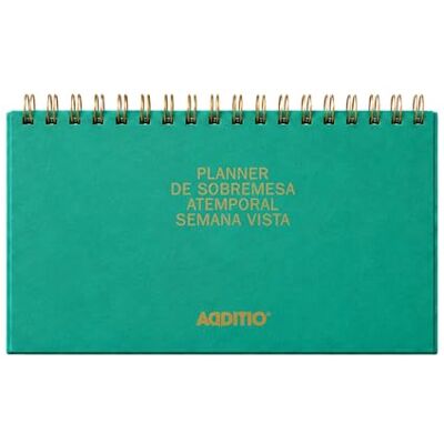 Additio Zeitloser Wochenplaner, Wochenplaner, 21 x 10 cm, 108 Seiten mit Notizen, Doppelspirale, 100 g Munken-Papier, Schreibtisch-Organizer, Grün, Spanisch Additio Zeitloser Wochenplaner, Wochenplaner, 21 x 10 cm, 108 Seiten mit Notizen, Doppelspirale, 100 g Munken-Papier, Schreibtisch-Organizer, Grün, Spanisch