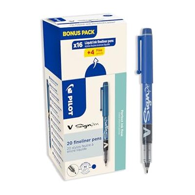 PILOT 20er V-Sign Pen Schreibfilzstift Blau Flüssigtinte Tintenkontrollsystem Flüssiger, Präziser Strich Sofort Trocknend Blau Mittlere Spitze PILOT 20er V-Sign Pen Schreibfilzstift Blau Flüssigtinte Tintenkontrollsystem Flüssiger, Präziser Strich Sofort Trocknend Blau Mittlere Spitze