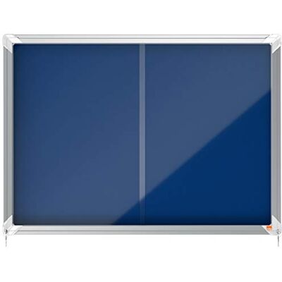 Nobo abschließbarer Schaukasten mit Filz-Notiztafel, Praktische Schiebetüren, 8 x A4, Premium Plus, Blau, 1902565 Nobo abschließbarer Schaukasten mit Filz-Notiztafel, Praktische Schiebetüren, 8 x A4, Premium Plus, Blau, 1902565