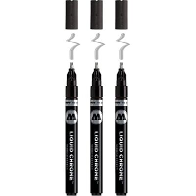 Molotow Liquid Chrome Marker Calligraphy 3,0 mm (Metallic Stift mit Spezialtinte mit echtem Spiegeleffekt für Lettering, Graffiti & Hobby) 3 Stück chrom Molotow Liquid Chrome Marker Calligraphy 3,0 mm (Metallic Stift mit Spezialtinte mit echtem Spiegeleffekt für Lettering, Graffiti & Hobby) 3 Stück chrom