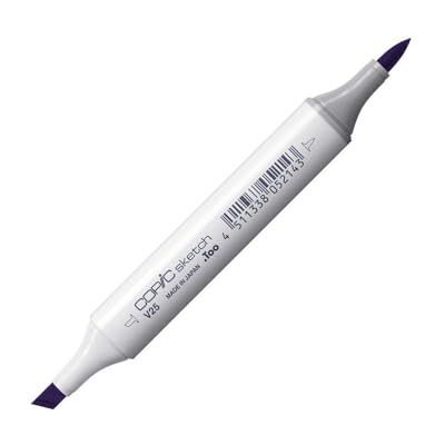 Copic Sketch Marker Typ V 25, Pale Blackberry, professioneller Pinselmarker, mit einer Super-Brush-Spitze und einer Medium-Broad-Spitze Copic Sketch Marker Typ V 25, Pale Blackberry, professioneller Pinselmarker, mit einer Super-Brush-Spitze und einer Medium-Broad-Spitze