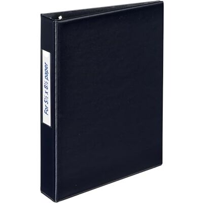 Avery Mini Durable 3-Ring-Ordner, 2,5 cm runde Ringe, hält 14,7 x 21,6 cm Papier, Rücken ID-Etikettenhalter, 1 schwarzer Ordner (27257) Avery Mini Durable 3-Ring-Ordner, 2,5 cm runde Ringe, hält 14,7 x 21,6 cm Papier, Rücken ID-Etikettenhalter, 1 schwarzer Ordner (27257)