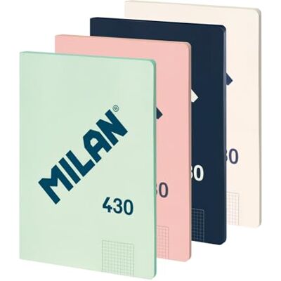 MILAN ® Packung mit 4 Notizbüchern A4, geleimt, kariertes Papier (5 x 5 mm), 48 Blatt, 95 g/m², Gummi-Kollektion 430 MILAN ® Packung mit 4 Notizbüchern A4, geleimt, kariertes Papier (5 x 5 mm), 48 Blatt, 95 g/m², Gummi-Kollektion 430