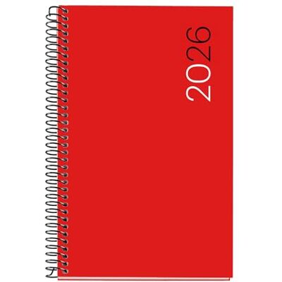 Miquelrius Tagesplaner 2026, ähnlich A6+ (117 x 182 mm), flexibler Einband aus Polypropylen, Spiralbindung, Papier 80 g/m², Tagesplaner, Cat-EN-PT, Rot Miquelrius Tagesplaner 2026, ähnlich A6+ (117 x 182 mm), flexibler Einband aus Polypropylen, Spiralbindung, Papier 80 g/m², Tagesplaner, Cat-EN-PT, Rot