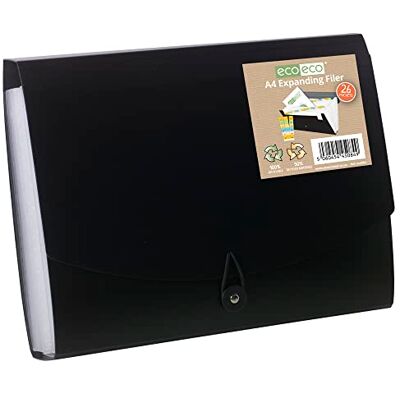 A4 50% recycelt, 26 transparente Taschen, schwarzer Einband, Akkordeon-Organizer, Dokumentenmappe, bedruckte Registerkarten, A4-26 Fächer, eco084 A4 50% recycelt, 26 transparente Taschen, schwarzer Einband, Akkordeon-Organizer, Dokumentenmappe, bedruckte Registerkarten, A4-26 Fächer, eco084