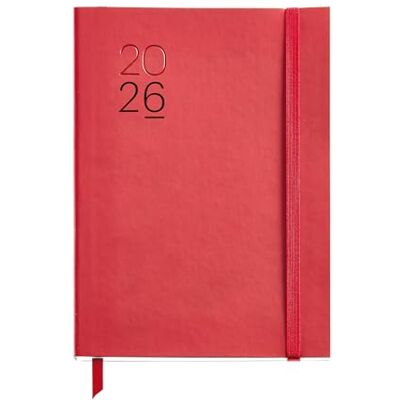 Miquelrius Kalender 2026, Tag pro Seite, ähnlich A5+ (155 x 213 mm), Tagesplaner, flexibler Einband aus genähtem Kunstleder, Papier 80 g/m², Spanisch-EN-PT, Rot Miquelrius Kalender 2026, Tag pro Seite, ähnlich A5+ (155 x 213 mm), Tagesplaner, flexibler Einband aus genähtem Kunstleder, Papier 80 g/m², Spanisch-EN-PT, Rot