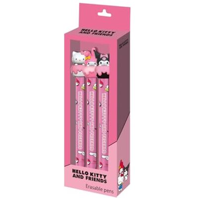 Hello Kitty Mix-Set mit 3 Radierbaren Gelstiften, Rosa, 9,5 x 23 cm Hello Kitty Mix-Set mit 3 Radierbaren Gelstiften, Rosa, 9,5 x 23 cm