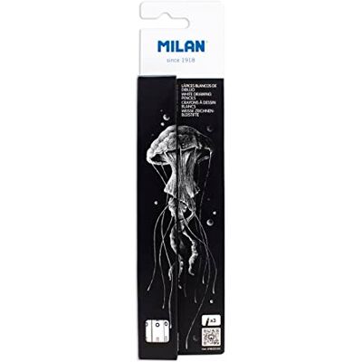 MILAN ® Blisterkarte aus Karton mit 3 weißen Bleistiften mit dicker Mine, Ø 4 mm MILAN ® Blisterkarte aus Karton mit 3 weißen Bleistiften mit dicker Mine, Ø 4 mm