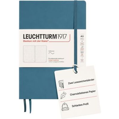 LEUCHTTURM1917 363399 Notizbuch Medium (A5), Softcover, 123 nummerierte Seiten, Stone Blue, dotted LEUCHTTURM1917 363399 Notizbuch Medium (A5), Softcover, 123 nummerierte Seiten, Stone Blue, dotted