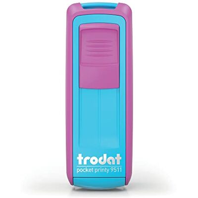 Trodat -Pocket Printy 9511 – Taschenstempel mit Wunschtext personalisieren, hier gleich online gestalten Gehäusefarbe fuchsiapink/türkis – Adresstempel mit Wunschtext – 38X14 mm, 4 Zeilen - Trodat -Pocket Printy 9511 – Taschenstempel mit Wunschtext personalisieren, hier gleich online gestalten Gehäusefarbe fuchsiapink/türkis – Adresstempel mit Wunschtext – 38X14 mm, 4 Zeilen -
