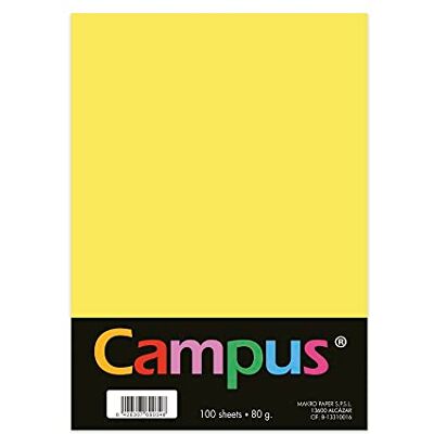 CAMPUS Plus Office Buntpapier, A4, 80 g/m², 210 x 297 mm, A4-Papier, weich, ideal für Buchbinden, Büro, Zeichnen und Basteln, Gelb CAMPUS Plus Office Buntpapier, A4, 80 g/m², 210 x 297 mm, A4-Papier, weich, ideal für Buchbinden, Büro, Zeichnen und Basteln, Gelb