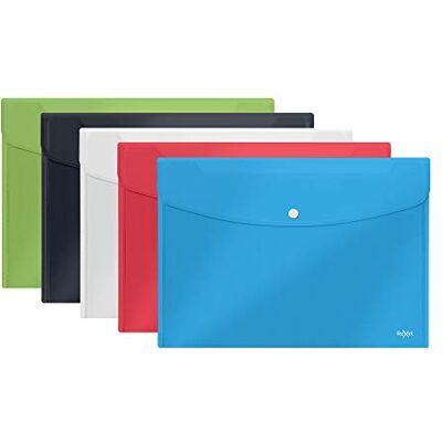 Rexel 2115672 Dokumentenmappe, A4, Druckknopf, verschiedene Farben Rexel 2115672 Dokumentenmappe, A4, Druckknopf, verschiedene Farben