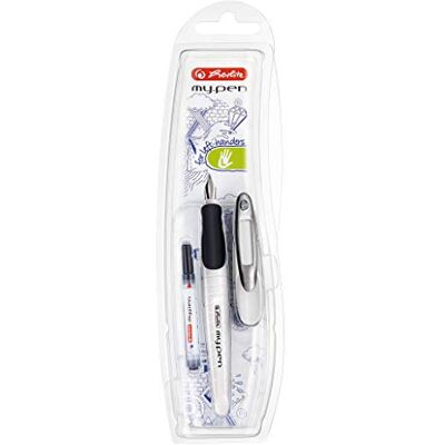 Herlitz , Schulfüllhalter (inkl. Patrone) -Für Linkshänder (weiß/schwarz, Linkshänder) Herlitz , Schulfüllhalter (inkl. Patrone) -Für Linkshänder (weiß/schwarz, Linkshänder)