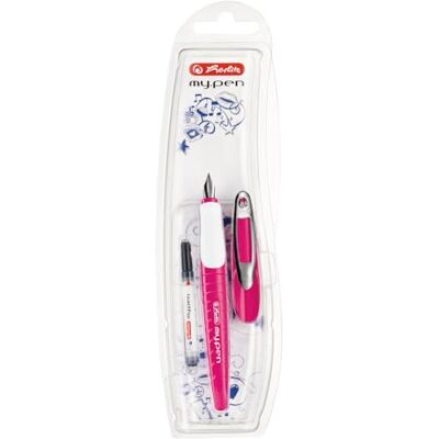 Herlitz Schulfüllhalter my.pen, für Rechtshänder (M-Feder), pink/weiß, 1 Stück in Folienetui, 50046805 Herlitz Schulfüllhalter my.pen, für Rechtshänder (M-Feder), pink/weiß, 1 Stück in Folienetui, 50046805