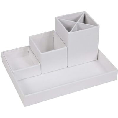 BIGSO BOX OF SWEDEN LENA Schreibtisch Organizer für Stifte, Büroklammern, Haftnotizen usw. – Sortierkasten mit 4 Fächern – Ordnungssystem aus Faserplatte und Papier in Leinenoptik – weiß BIGSO BOX OF SWEDEN LENA Schreibtisch Organizer für Stifte, Büroklammern, Haftnotizen usw. – Sortierkasten mit 4 Fächern – Ordnungssystem aus Faserplatte und Papier in Leinenoptik – weiß