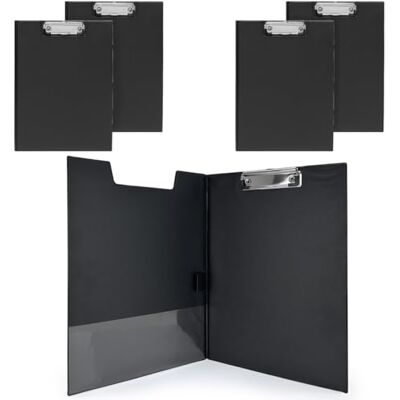 Waytex Klemmbrett A4 mit Klappe und Klammer – starrer schwarzer PVC-beschichteter Ständer – professionelle Dokumentenmappe mit Innentasche und Aufhängehaken, ideal für Meetings, Baustellen, Büros, 5 Stück Waytex Klemmbrett A4 mit Klappe und Klammer – starrer schwarzer PVC-beschichteter Ständer – professionelle Dokumentenmappe mit Innentasche und Aufhängehaken, ideal für Meetings, Baustellen, Büros, 5 Stück