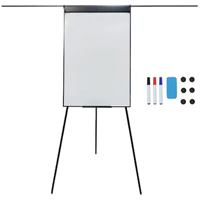 Relaxdays Flipchart Whiteboard, magnetisch, höhenverstellbar, Dreibein, Stifteablage, Alu-Rahmen, HB: 100x70 cm, schwarz Relaxdays Flipchart Whiteboard, magnetisch, höhenverstellbar, Dreibein, Stifteablage, Alu-Rahmen, HB: 100x70 cm, schwarz