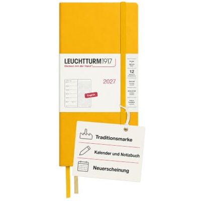LEUCHTTURM1917 Wochenkalender 2027 Dotted Wallet (B6+ x A6) mit Notizbuch Terminplaner Englisch, Sunflower, Hardcover, 125 x 190 mm + 90 x 150 mm, Januar-Dezember, Wochenübersicht + Notizseite LEUCHTTURM1917 Wochenkalender 2027 Dotted Wallet (B6+ x A6) mit Notizbuch Terminplaner Englisch, Sunflower, Hardcover, 125 x 190 mm + 90 x 150 mm, Januar-Dezember, Wochenübersicht + Notizseite