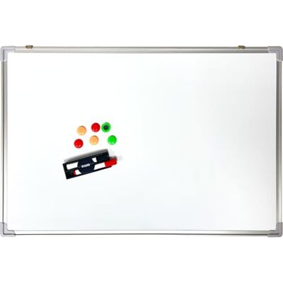 DOHE Magnetische Tafel 90x60 cm Zubehör: 2 Marker, 6 Magnete/Pins, Radierer und Ablage, Weißes magnetisches Board, Trocken abwischbar, Aluminiumrahmen DOHE Magnetische Tafel 90x60 cm Zubehör: 2 Marker, 6 Magnete/Pins, Radierer und Ablage, Weißes magnetisches Board, Trocken abwischbar, Aluminiumrahmen