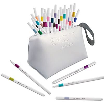 uni-ball Emott – – Uni Mitsubishi Pencil – Federmäppchen mit 40 Filzstiften – zum Schreiben, Zeichnen, Plotten mit Stil – feine Spitze 0,4 mm – 40 Farben uni-ball Emott – – Uni Mitsubishi Pencil – Federmäppchen mit 40 Filzstiften – zum Schreiben, Zeichnen, Plotten mit Stil – feine Spitze 0,4 mm – 40 Farben