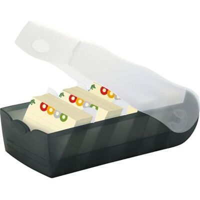 HAN Lernkarteibox CROCO, einfach Vokabeln lernen mit 5-Fächer-Lernsystem, DIN A8 Karteikasten für 500 Karten, inkl. 5 Stützplatten + 100 Lernkarten, Karteibox, Lernbox, 998-633, transluzent/schwarz HAN Lernkarteibox CROCO, einfach Vokabeln lernen mit 5-Fächer-Lernsystem, DIN A8 Karteikasten für 500 Karten, inkl. 5 Stützplatten + 100 Lernkarten, Karteibox, Lernbox, 998-633, transluzent/schwarz