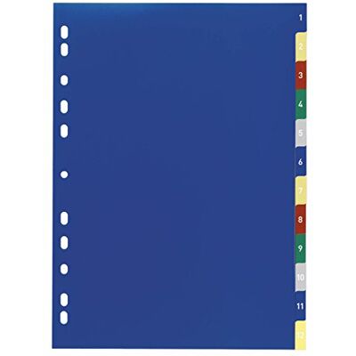 Durable Zahlenregister mit farbigen Taben, PP, 1 12, farbig, A4, 230 x 297 mm, 12Bl, 20er Packung, 675027 Durable Zahlenregister mit farbigen Taben, PP, 1 12, farbig, A4, 230 x 297 mm, 12Bl, 20er Packung, 675027