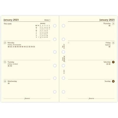 Filofax Terminkalender 2023, Wochenansicht, 2 Seiten, Baumwolle, cremefarben, 23-68224 Filofax Terminkalender 2023, Wochenansicht, 2 Seiten, Baumwolle, cremefarben, 23-68224