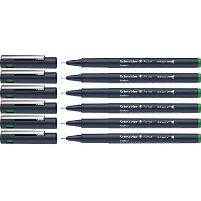 Schneider Pictus Fineliner (Strichstärke 0,9 mm, dokumentenechte Pigmentliner, metallgefasste Spitze, Gehäuse aus 85% recyceltem Kunststoff) 6er Pack, grün Schneider Pictus Fineliner (Strichstärke 0,9 mm, dokumentenechte Pigmentliner, metallgefasste Spitze, Gehäuse aus 85% recyceltem Kunststoff) 6er Pack, grün