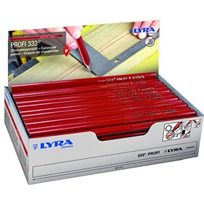 LYRA L4332103, Zimmermannstift 333® oval 24 cm lang, Bleistift in Profi-Ausführung, ideal für Markierungen auf Holz, Display mit 100 Stück LYRA L4332103, Zimmermannstift 333® oval 24 cm lang, Bleistift in Profi-Ausführung, ideal für Markierungen auf Holz, Display mit 100 Stück
