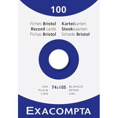 Exacompta 13300B Karteikarten, ungelocht, ungelocht, Format 74 x 105 mm, Weiß, 10 Packungen à 100 Stück Exacompta 13300B Karteikarten, ungelocht, ungelocht, Format 74 x 105 mm, Weiß, 10 Packungen à 100 Stück