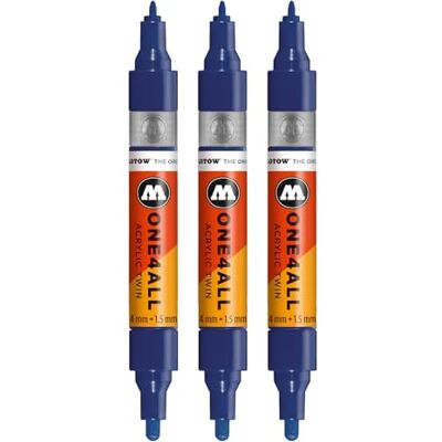 Molotow One4All Acrylic Twin Marker (1,5 und 4,0 mm Strichstärke, hochdeckend und permanent, schnell trocknend, nachfüllbar, für fast alle Untergründe) 3 Stück Farbe 248 SEEN nachtblau Molotow One4All Acrylic Twin Marker (1,5 und 4,0 mm Strichstärke, hochdeckend und permanent, schnell trocknend, nachfüllbar, für fast alle Untergründe) 3 Stück Farbe 248 SEEN nachtblau