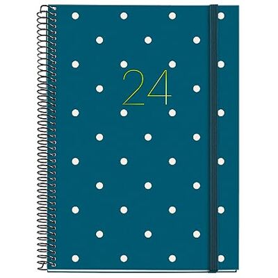 Miquelrius Jahreskalender 2024, Wochenansicht, Plus Größe 155 x 213 mm (ähnlich A5), Hardcover, Spiralbindung, Gummiverschluss, Spanisch, Englisch und Portugiesisch, Punkte mit Goldstempel Miquelrius Jahreskalender 2024, Wochenansicht, Plus Größe 155 x 213 mm (ähnlich A5), Hardcover, Spiralbindung, Gummiverschluss, Spanisch, Englisch und Portugiesisch, Punkte mit Goldstempel