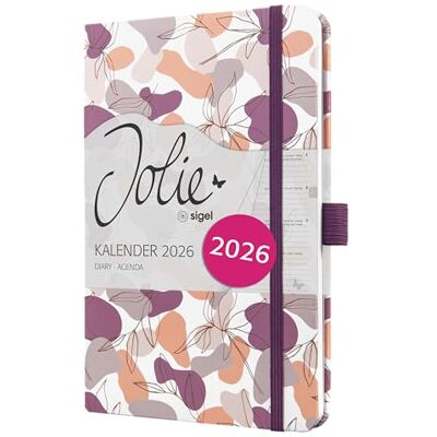 Sigel J6359 Wochenkalender 2026 ca. A5, violett, Hardcover, Gummiband, Stiftschlaufe, Einstecktasche, 174 Seiten, vegan, Buchkalender, Terminplaner Taschenkalender Jolie Sigel J6359 Wochenkalender 2026 ca. A5, violett, Hardcover, Gummiband, Stiftschlaufe, Einstecktasche, 174 Seiten, vegan, Buchkalender, Terminplaner Taschenkalender Jolie