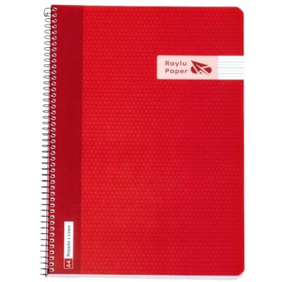RAYLU PAPER Packung mit A4-Notizbüchern mit Spiralbindung und stabilem Deckel aus Polypropylen, 80 Blatt, 90 g, buntes Notizbuch für Unterlagen, Studium, Büro und Universität (rot, horizontal) RAYLU PAPER Packung mit A4-Notizbüchern mit Spiralbindung und stabilem Deckel aus Polypropylen, 80 Blatt, 90 g, buntes Notizbuch für Unterlagen, Studium, Büro und Universität (rot, horizontal)