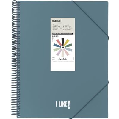 Grafoplás Grafoplas Maxiplas Like Ordner aus Kunststoff, A4, Dunkelblau, 50 transparente Hüllen, Spiral-PVC, perfekt für Schul- und Büromaterialien Grafoplás Grafoplas Maxiplas Like Ordner aus Kunststoff, A4, Dunkelblau, 50 transparente Hüllen, Spiral-PVC, perfekt für Schul- und Büromaterialien