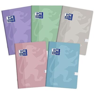 Oxford Touch Pastel Notizbuch A5, 60 Blätter, kariert, 5 Stück-Packung Farbenmix Oxford Touch Pastel Notizbuch A5, 60 Blätter, kariert, 5 Stück-Packung Farbenmix
